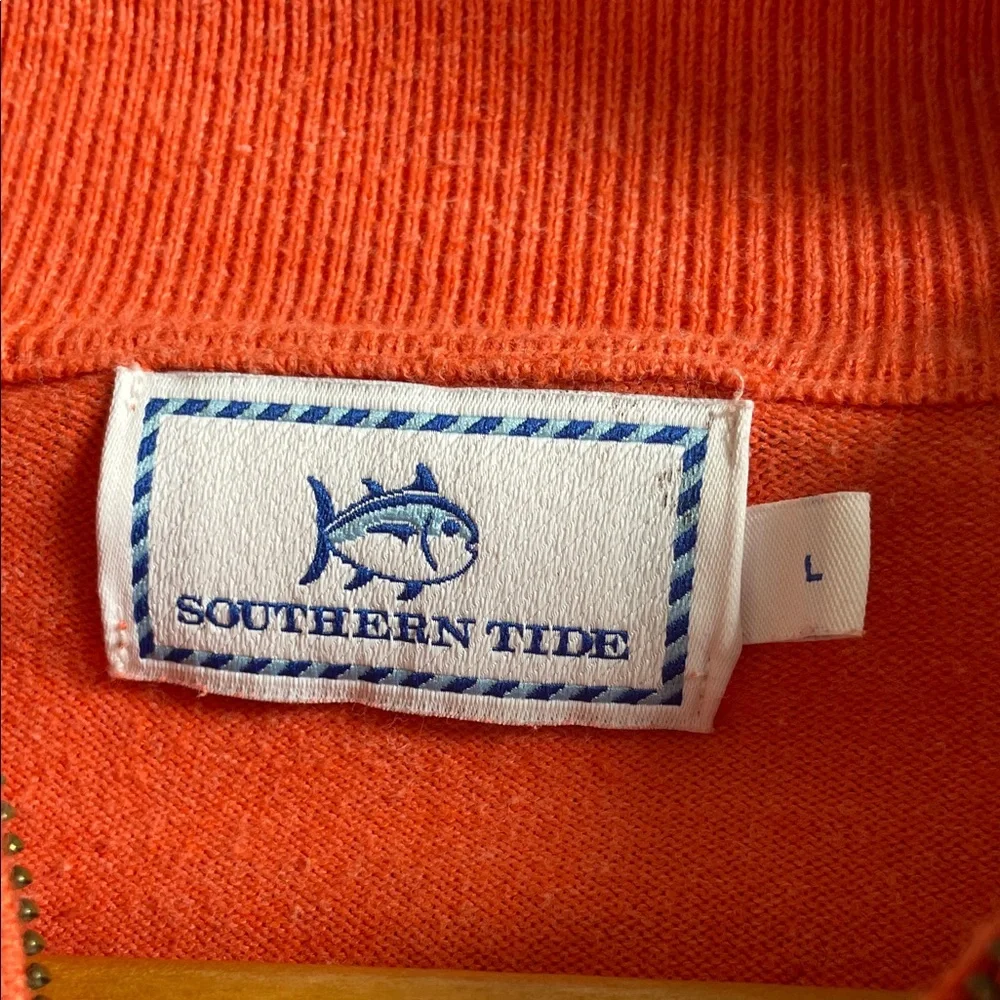 Southern Tide Vibrant Orange Zip-Up Sweater